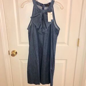 Banana Republic Ruffle Bow Denim Dress W/ Pockets